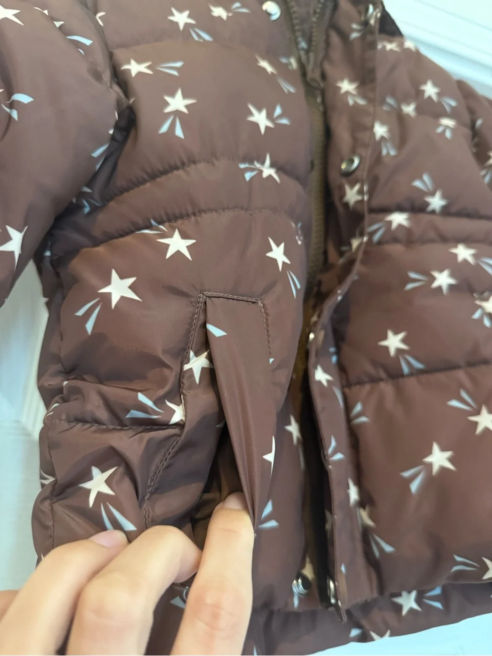 Rylee + Cru Puffer Jacket in Brown Shooting Stars